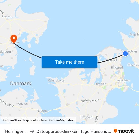 Helsingør St. to Osteoporoseklinikken, Tage Hansens Gade map