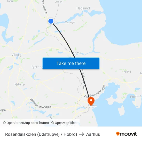Rosendalskolen (Døstrupvej / Hobro) to Aarhus map