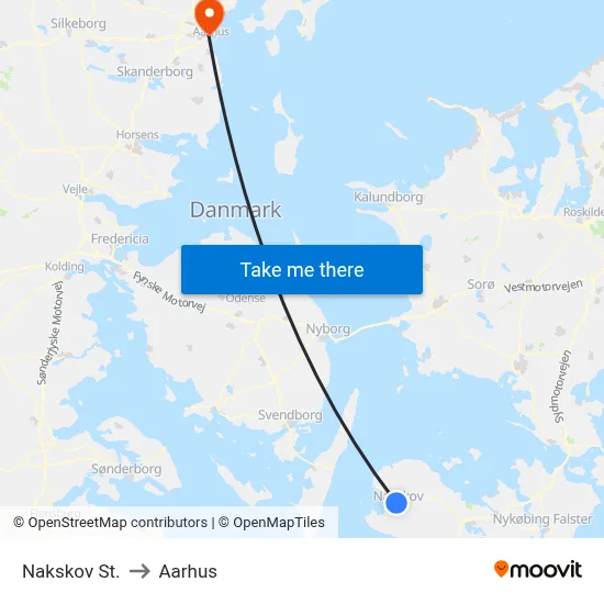 Nakskov St. to Aarhus map