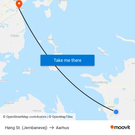 Høng St. (Jernbanevej) to Aarhus map