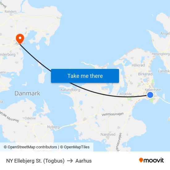 NY Ellebjerg St. (Togbus) to Aarhus map