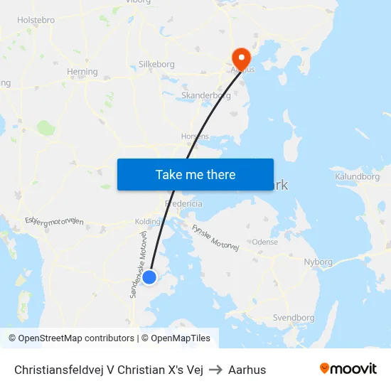 Christiansfeldvej V Christian X's Vej to Aarhus map