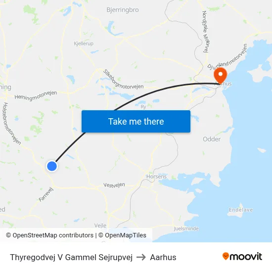 Thyregodvej V Gammel Sejrupvej to Aarhus map
