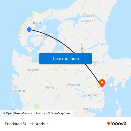 Snedsted St. to Aarhus map