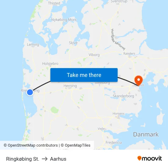 Ringkøbing St. to Aarhus map