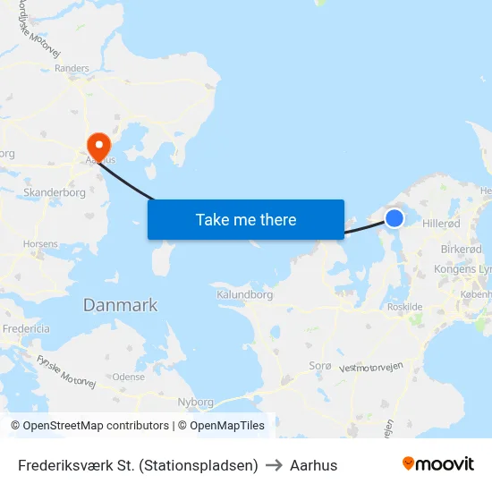 Frederiksværk St. (Stationspladsen) to Aarhus map