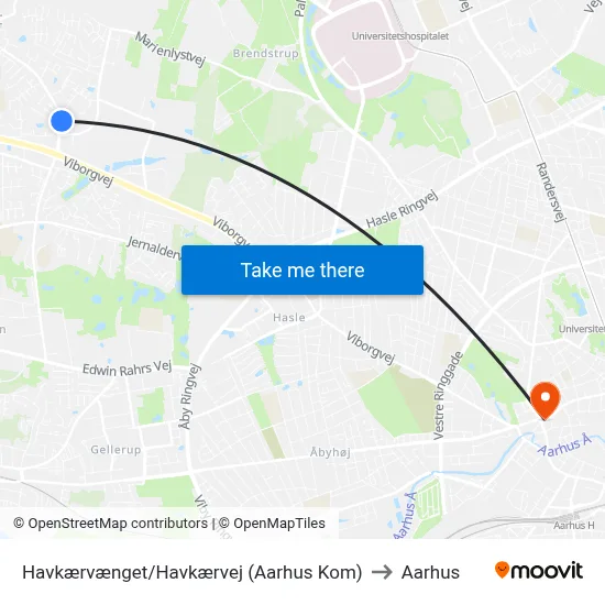 Havkærvænget/Havkærvej (Aarhus Kom) to Aarhus map