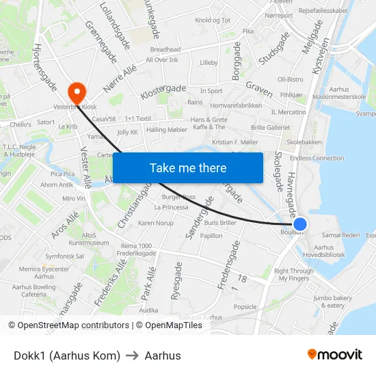 Dokk1 (Aarhus Kom) to Aarhus map