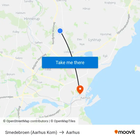 Smedebroen (Aarhus Kom) to Aarhus map