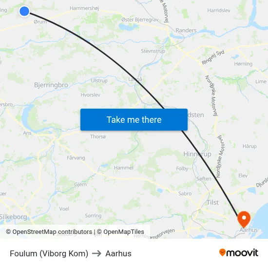 Foulum (Viborg Kom) to Aarhus map