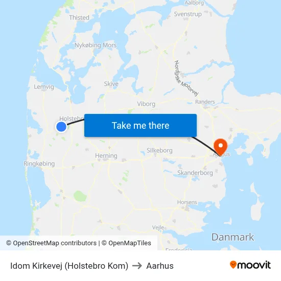 Idom Kirkevej (Holstebro Kom) to Aarhus map
