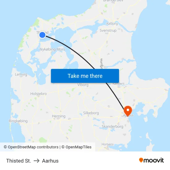 Thisted St. to Aarhus map