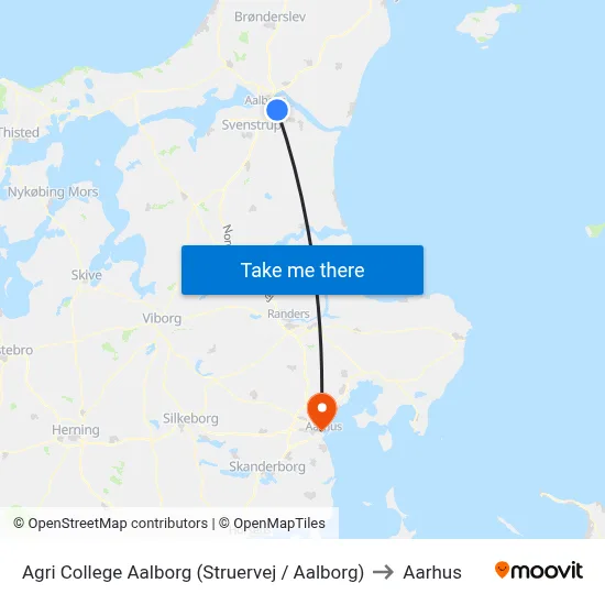 Agri College Aalborg (Struervej / Aalborg) to Aarhus map