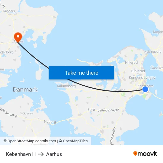København H to Aarhus map