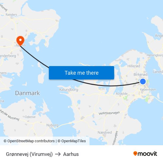 Grønnevej (Virumvej) to Aarhus map