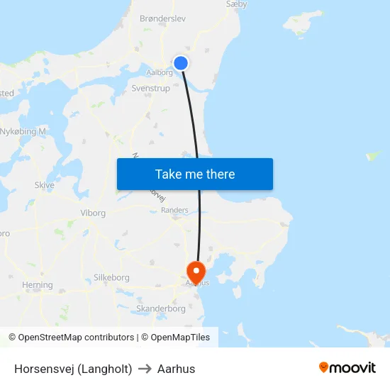 Horsensvej (Langholt) to Aarhus map