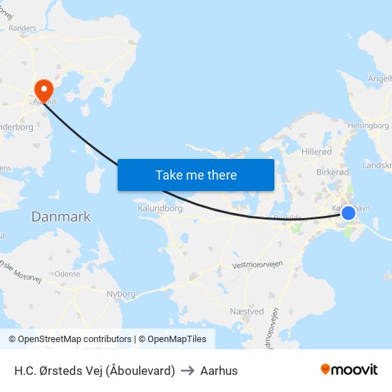 H.C. Ørsteds Vej (Åboulevard) to Aarhus map