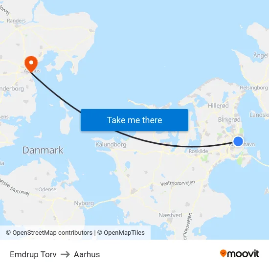 Emdrup Torv to Aarhus map