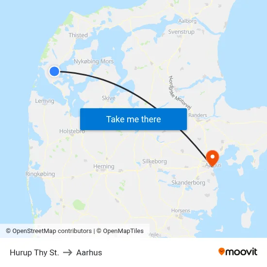 Hurup Thy St. to Aarhus map