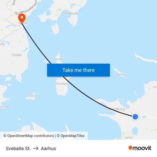 Svebølle St. to Aarhus map