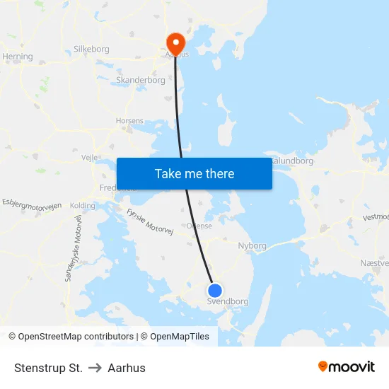 Stenstrup St. to Aarhus map