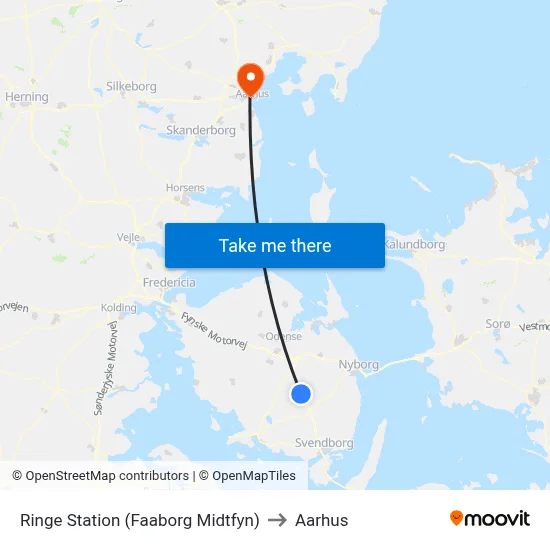 Ringe Station (Faaborg Midtfyn) to Aarhus map