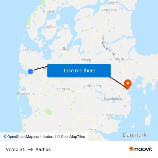 Vemb St. to Aarhus map