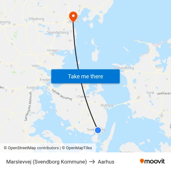 Marslevvej (Svendborg Kommune) to Aarhus map
