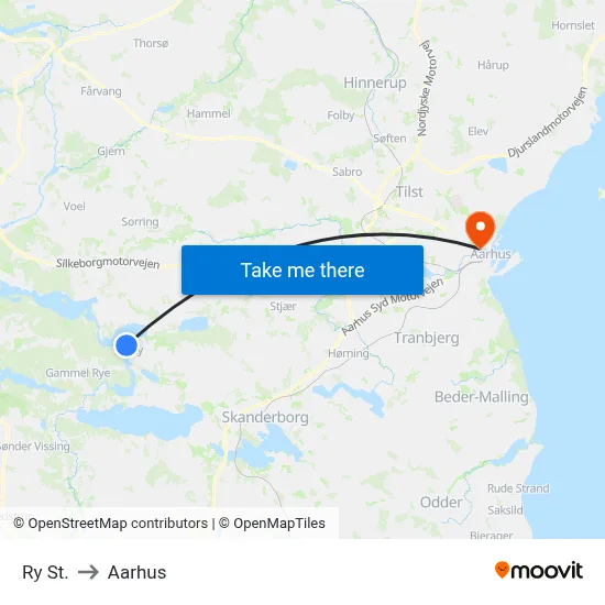 Ry St. to Aarhus map