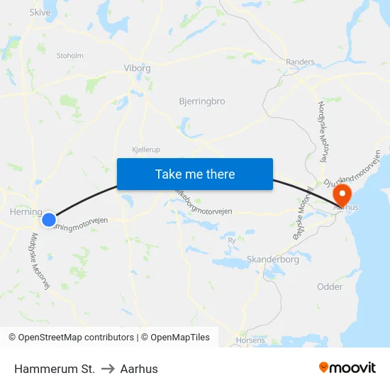 Hammerum St. to Aarhus map