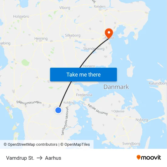 Vamdrup St. to Aarhus map