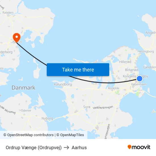 Ordrup Vænge (Ordrupvej) to Aarhus map