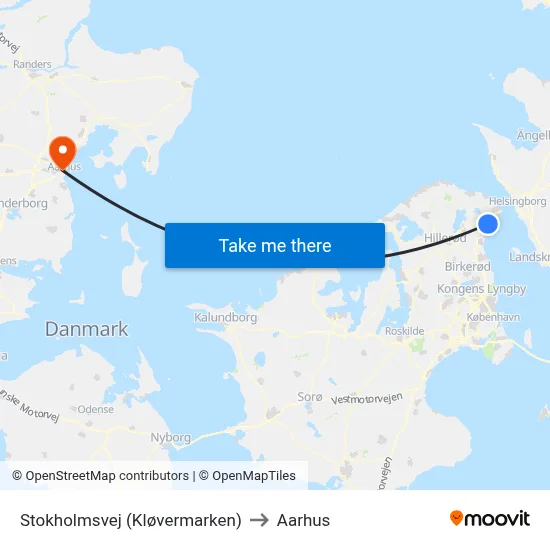 Stokholmsvej (Kløvermarken) to Aarhus map