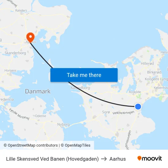 Lille Skensved Ved Banen (Hovedgaden) to Aarhus map