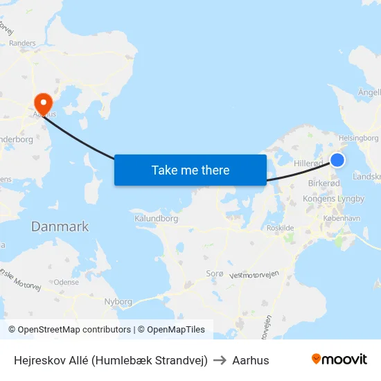 Hejreskov Allé (Humlebæk Strandvej) to Aarhus map