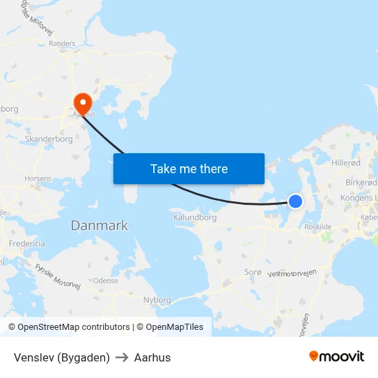 Venslev (Bygaden) to Aarhus map