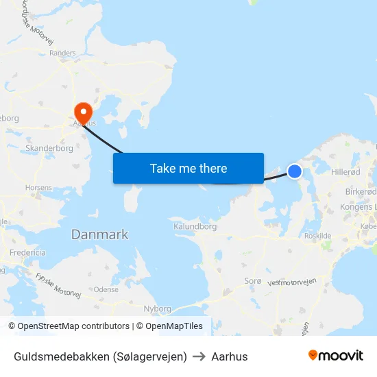 Guldsmedebakken (Sølagervejen) to Aarhus map