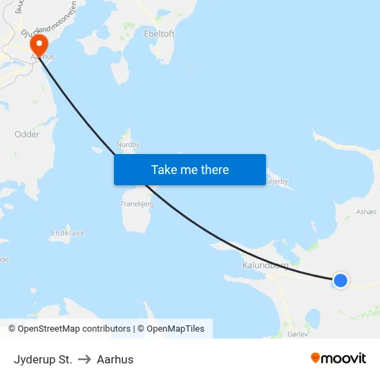 Jyderup St. to Aarhus map