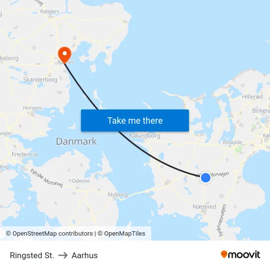Ringsted St. to Aarhus map
