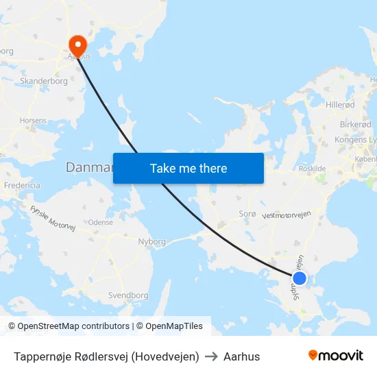 Tappernøje Rødlersvej (Hovedvejen) to Aarhus map