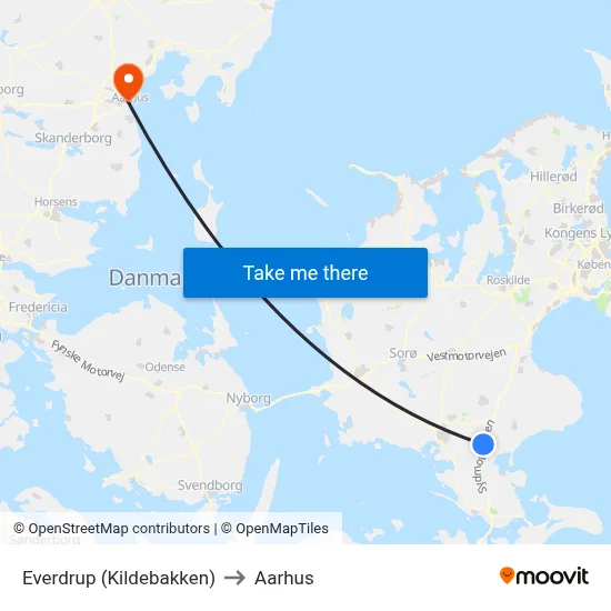 Everdrup (Kildebakken) to Aarhus map