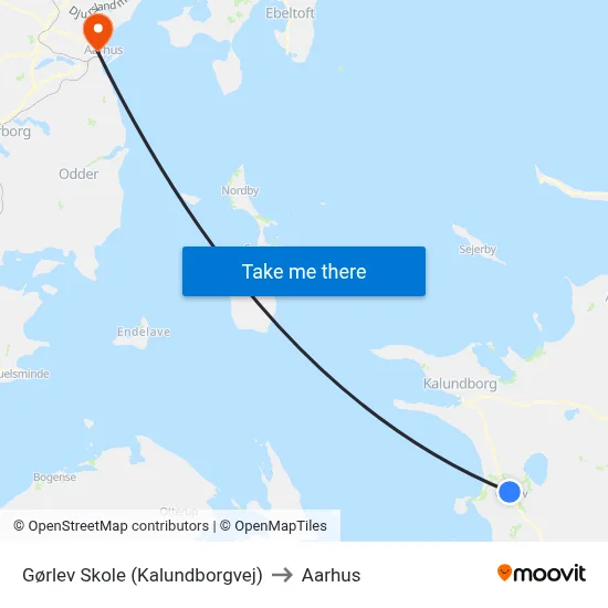 Gørlev Skole (Kalundborgvej) to Aarhus map