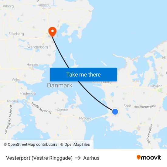 Vesterport (Vestre Ringgade) to Aarhus map