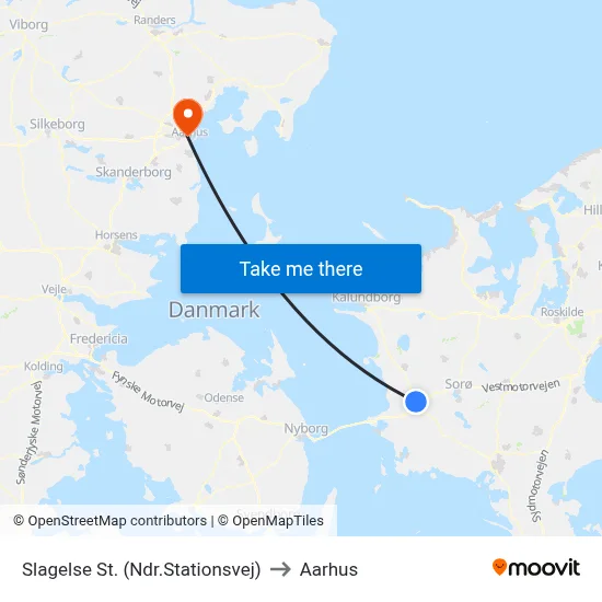 Slagelse St. (Ndr.Stationsvej) to Aarhus map