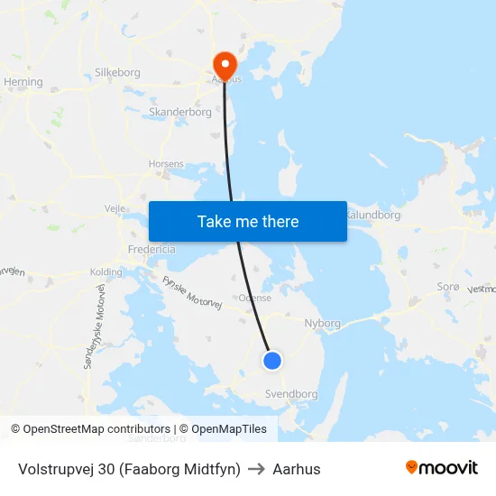 Volstrupvej 30 (Faaborg Midtfyn) to Aarhus map
