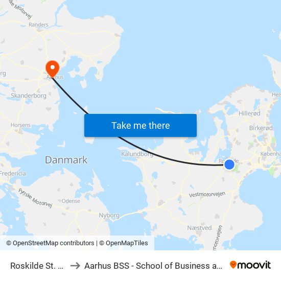 Roskilde St. (Jernbanegade) to Aarhus BSS - School of Business and Social Sciences, Aarhus University map
