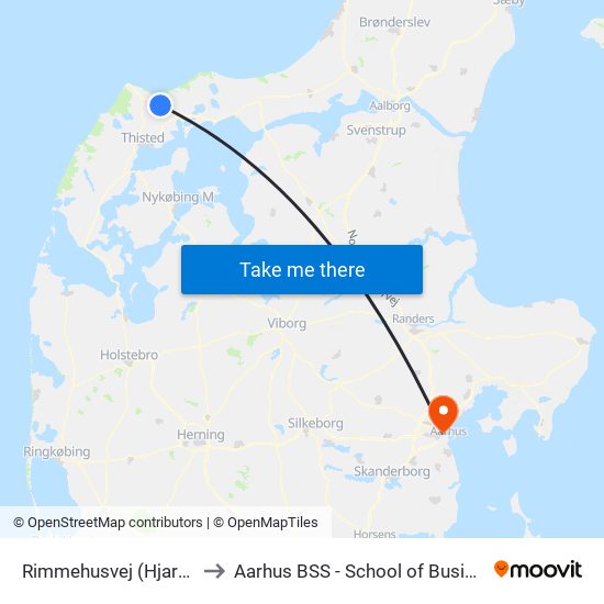 Rimmehusvej (Hjardemålvej / Thisted Kommune) to Aarhus BSS - School of Business and Social Sciences, Aarhus University map