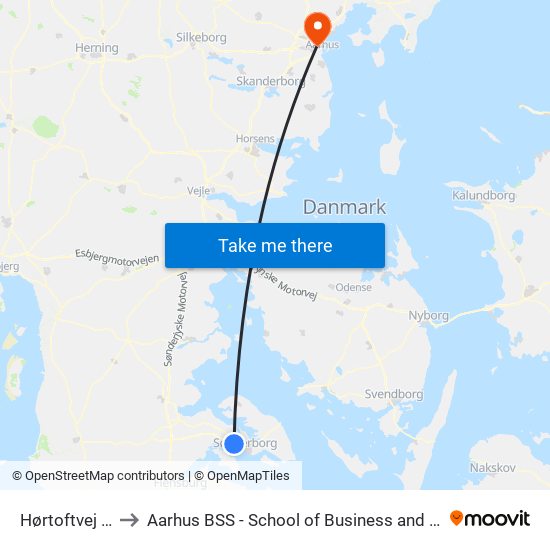 Hørtoftvej V Rønsdam to Aarhus BSS - School of Business and Social Sciences, Aarhus University map