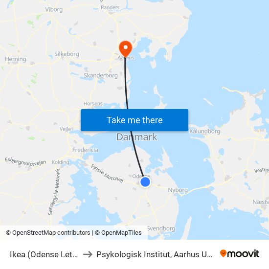 Ikea (Odense Letbane) to Psykologisk Institut, Aarhus Universitet map