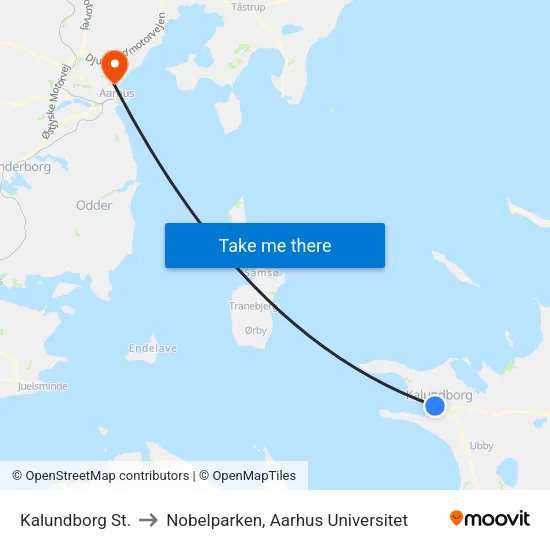 Kalundborg St. to Nobelparken, Aarhus Universitet map